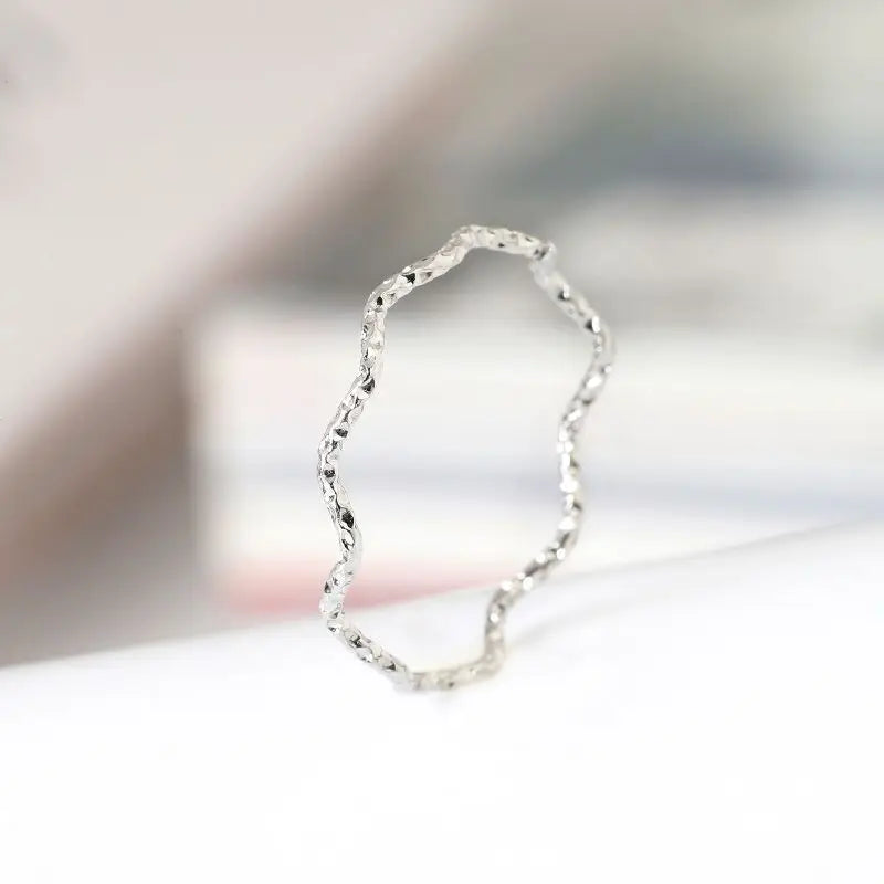 1mm Thin Stainless Steel Wave Design Ring Wedding Band for Women Girl Size 5-10 Vera Lux