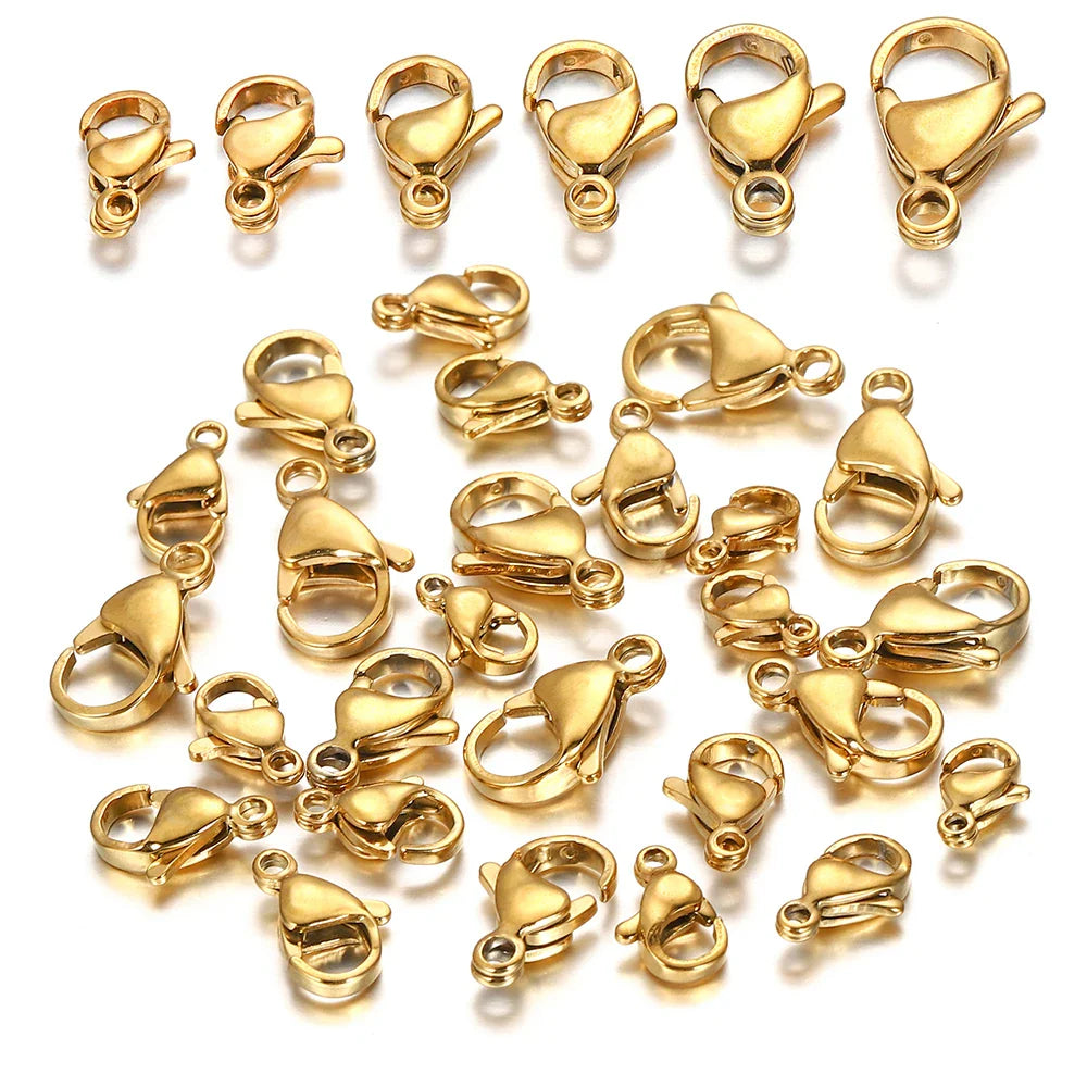 10pcs/lot Stainless Steel Lobster Clasp Hooks Bracelet Necklace Chain Connectors For DIY Jewelry Making Supplies Accessories Vera Lux