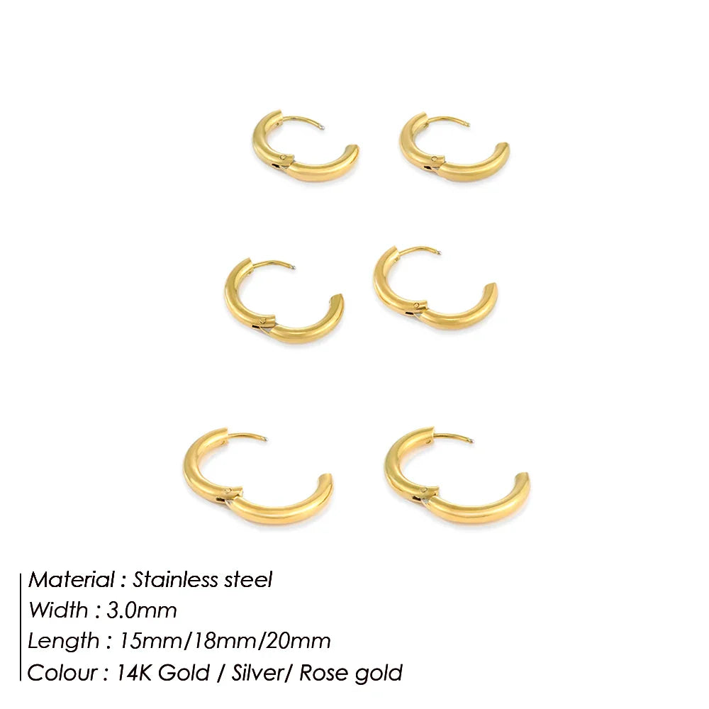 Retro Minimalism Stainless Steel Hoop Earrings for Woman Girls Gold Color Metal Circle Earring Party Gifts Simple Jewelry Vera Lux