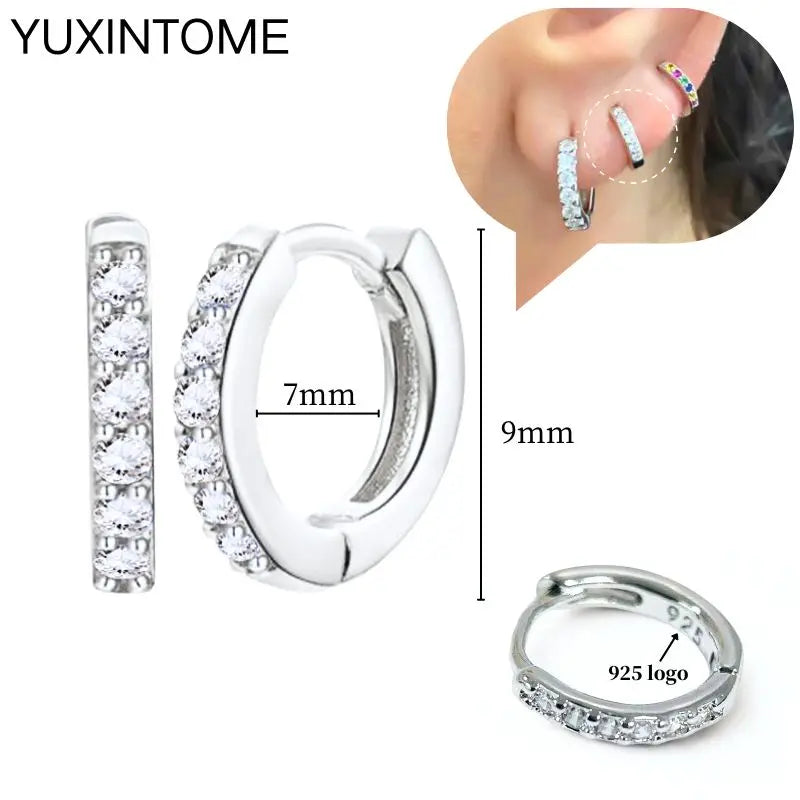 925 Sterling Silver Ear Needle Fashion Hoop Earrings White Crystal Luxury Women's Silver Earrings Wedding Women's Jewelry Gift Vera Lux