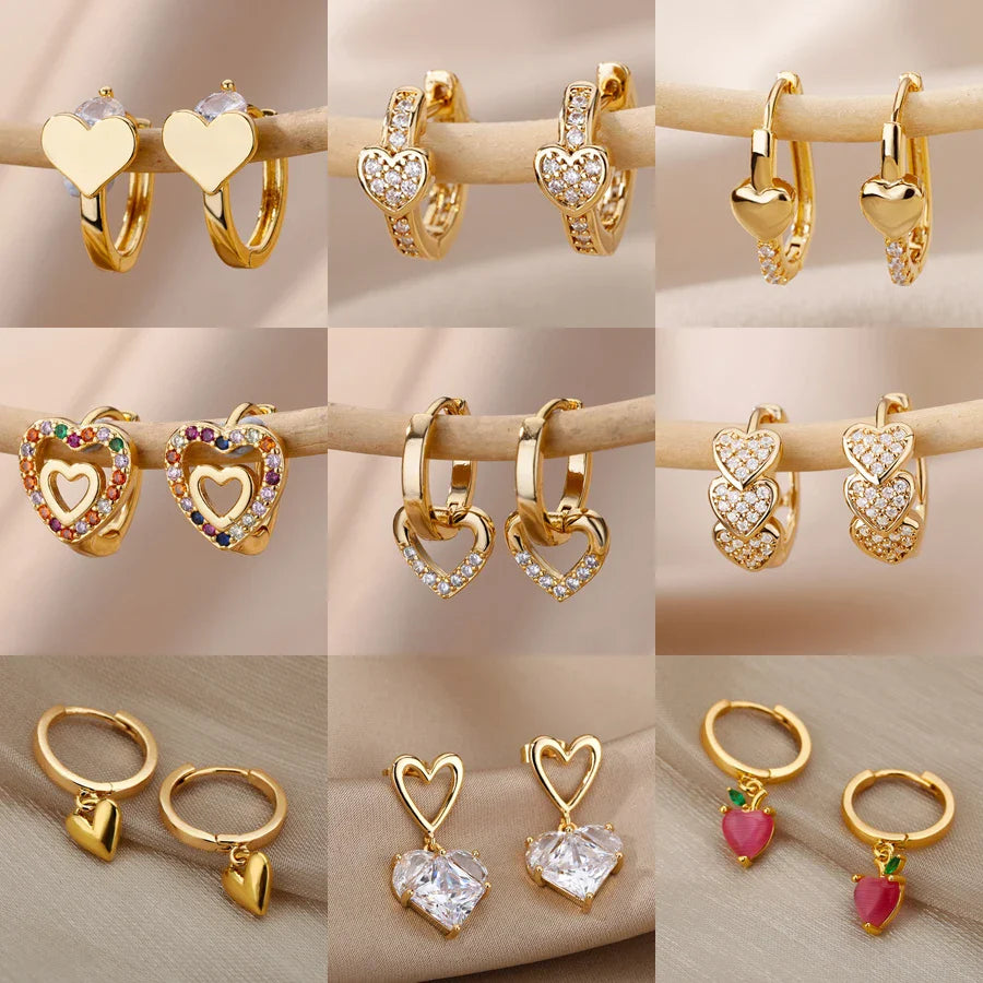 Zircon Heart Pendientes Earring For Women Stainless Steel Gold Color Piercing Earring 2025 Trend Jewelry aretes Accesorios mujer Vera Lux