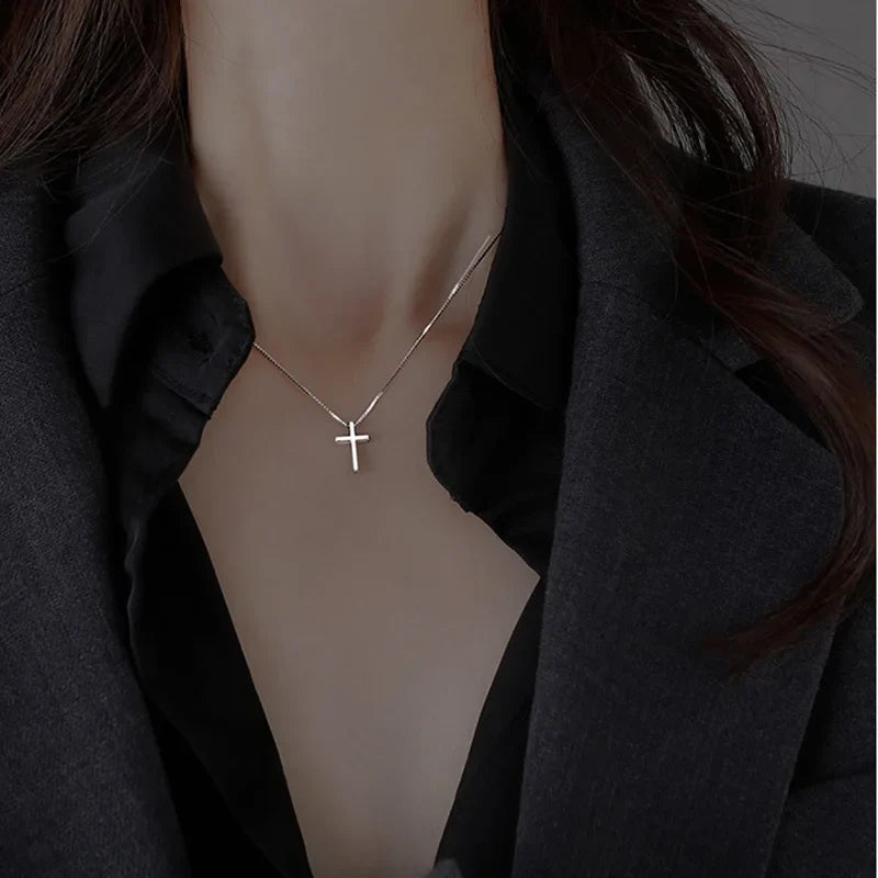 925 Sterling Silver Cross Pendants Female Necklaces Women Luxury Quality Jewelry Exquisite Elegant Charms Accessories Argent 925 Vera Lux