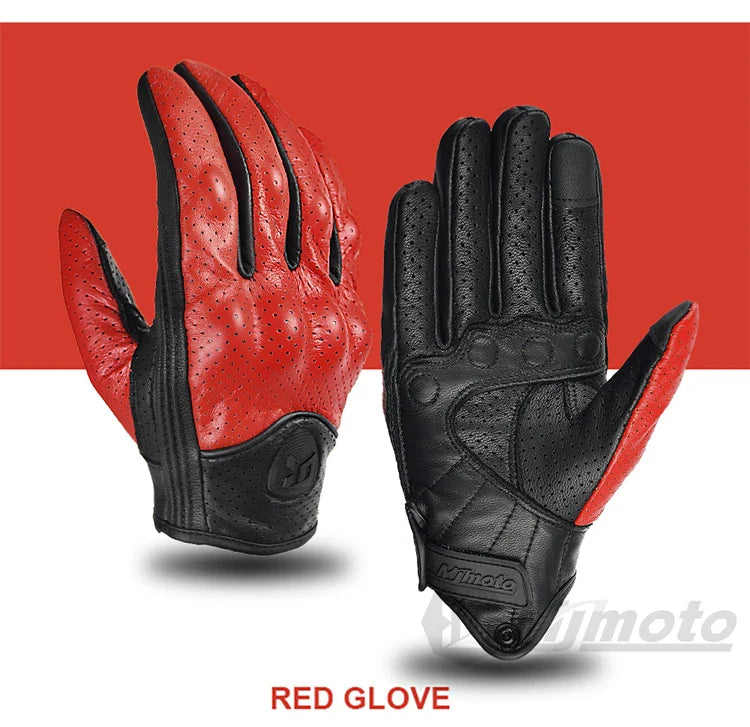 Leather Gloves Retro Biker BikerZoneZ