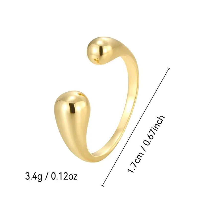 925 Sterling Silve Smooth Double Ball Beads Rings For Woman Adjustable Gold Color Geometric Wedding Couple Rings Fine Jewelry Vera Lux