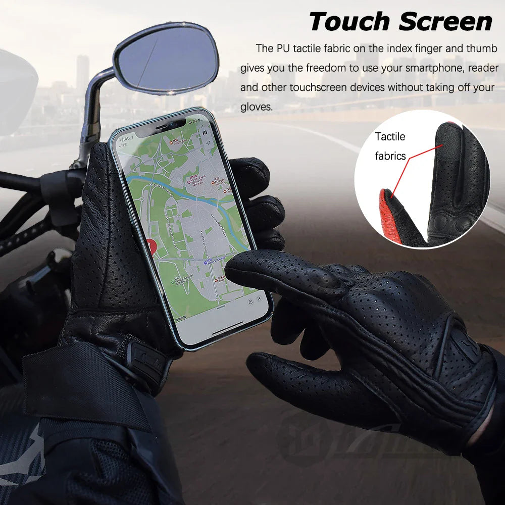 Leather Gloves Retro Biker BikerZoneZ