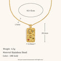 La. Muses Colored Cubic Zirconia Star Moon Texture Pendant Stainless Steel Retro Luxury Necklace Waterproof Jewelry Gift Femstylo