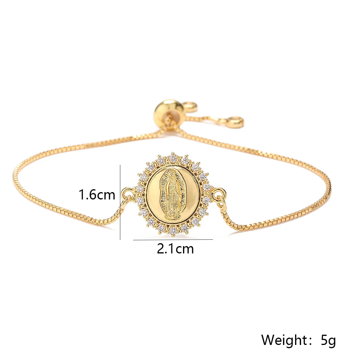 NEWBUY 2026 Fashion Gold Color Box Chain Virgin Mary Charm Bracelets For Women Shiny CZ Zircon Jewelry Vera Lux