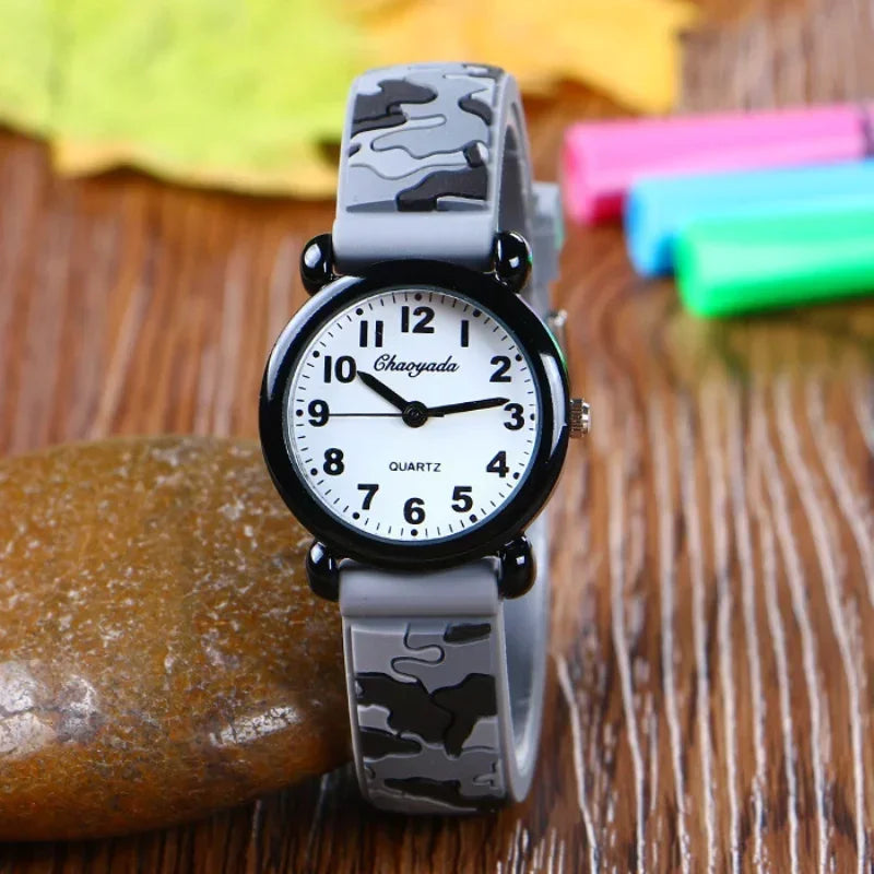 Brand Camo strap children's watch Cartoon Quartz Watches Student Boy Girl Sports Army Fan Cool Wristwatch Dropshipping Vera Lux