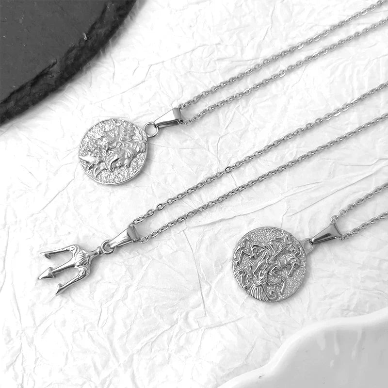 Face Off Pendant Necklace With 18k Gold Plated Handcrafted Zeus Herra Janiform Head Greek Mythology Coin Necklace Jewelry Gift Vera Lux