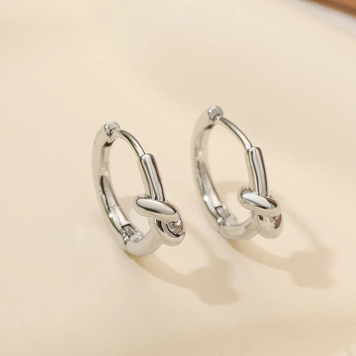 NEWBUY Simple Design Silver/Gold Color Knot Shape Cute Hoop Earrings For Women Minimalist Metal Style Jewelry Female Vera Lux