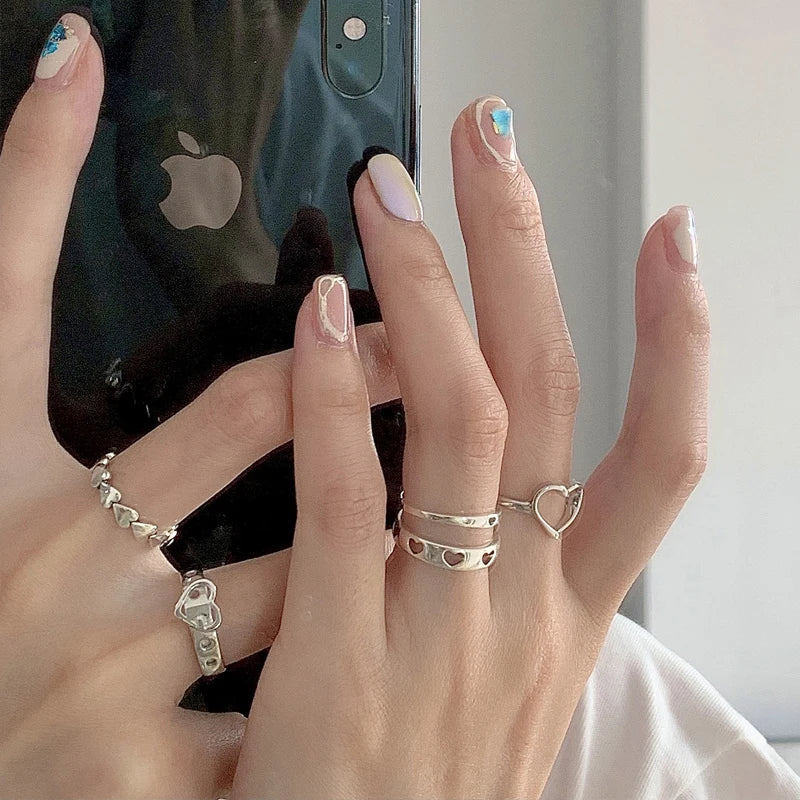 Bohemian Butterfly Pearl Rings Set for Women Shine Pearl Gothic Vintage Plated Retro Rhinestone Simple Finger Jewelry Gift Vera Lux