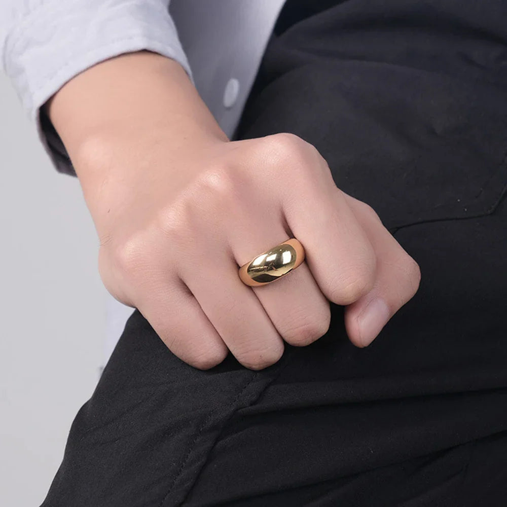 Women's Simple Stainless Steel Ring Wide Gold Color Non-Fading waterproof jewelry for women gift wholesale dropshippin Vera Lux