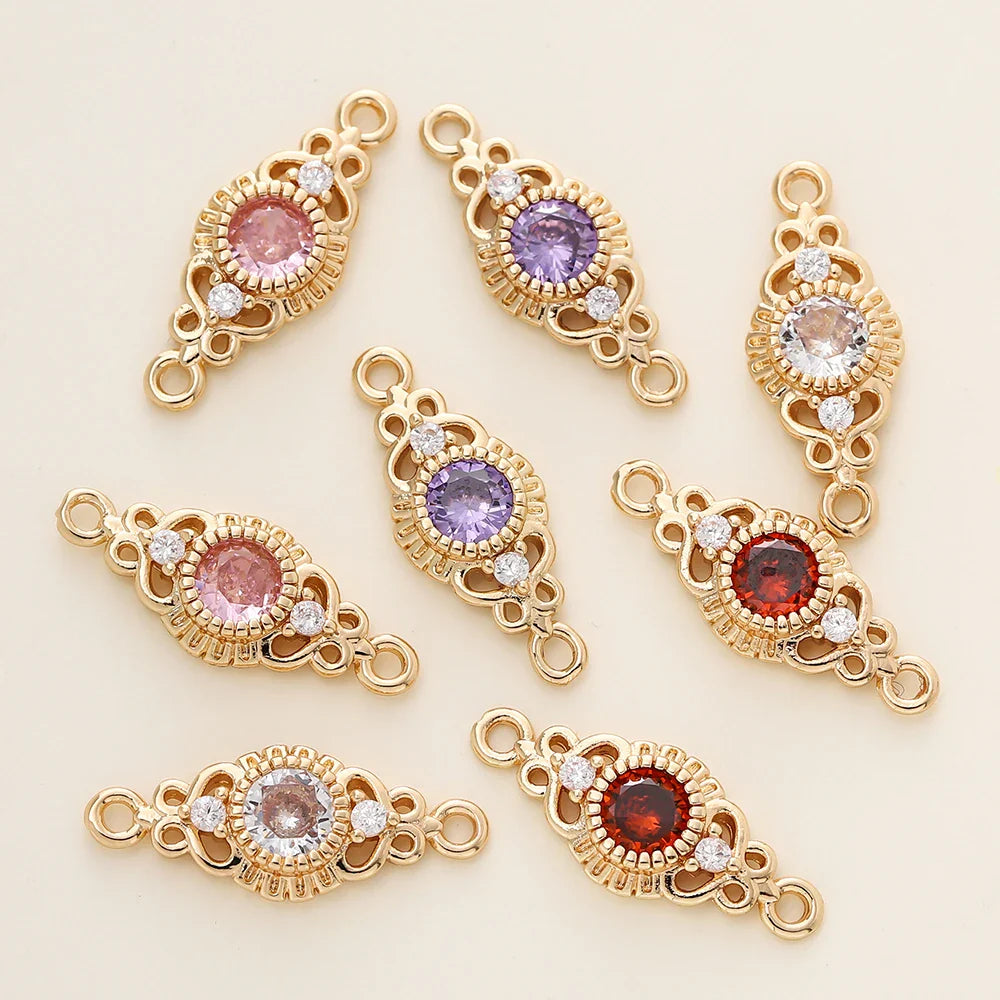 5/10Pcs/Pack 18K Gold Color Plated Metal Brass 2 Holes Oval Connector Pendants for DIY Necklace Jewelry Making Accessories Vera Lux