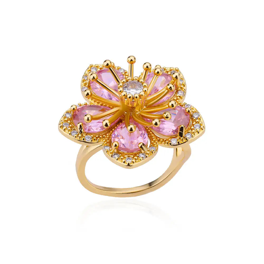 Delicate Zircon Flower Rings for Women Stainless Steel Ring 2024 New Trend Elegant Luxury Aesthetic Jewelry anillos Vera Lux