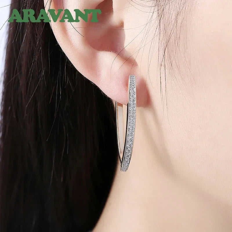 Aravant 925 Silver 18K Gold Wedding Crystal Earrings For Women Fashion Party Jewelry Vera Lux
