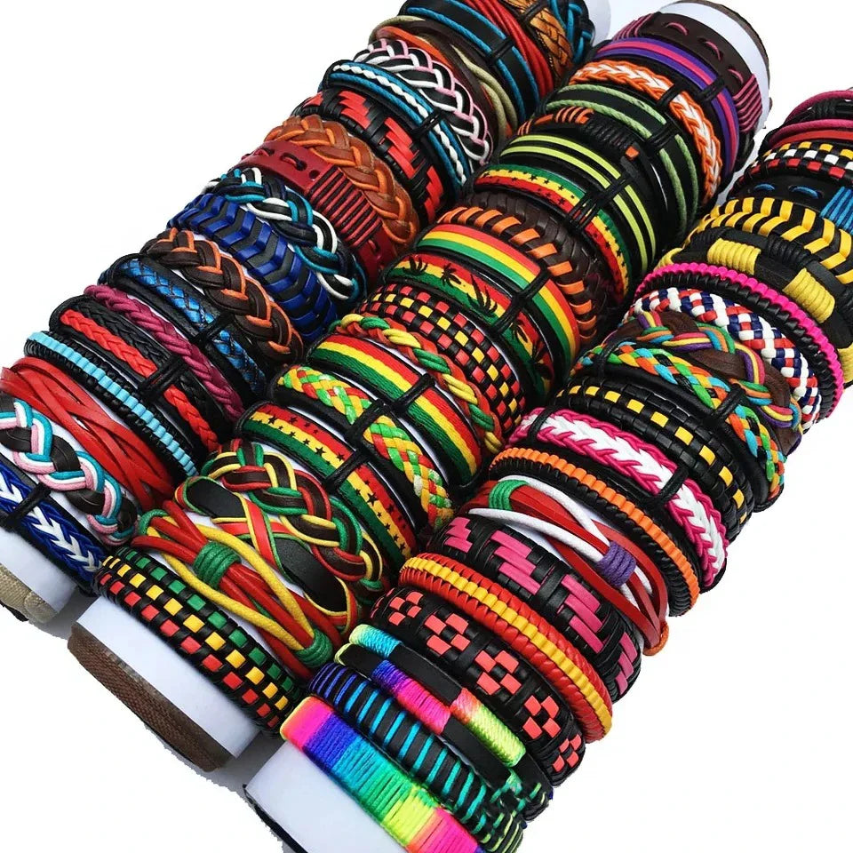 5Pcs/Lot Vintage Leather Charm Bracelets For Women Mix Styles Adjustable Bracelet Men Fashion Party Jewelry Accessories Vera Lux
