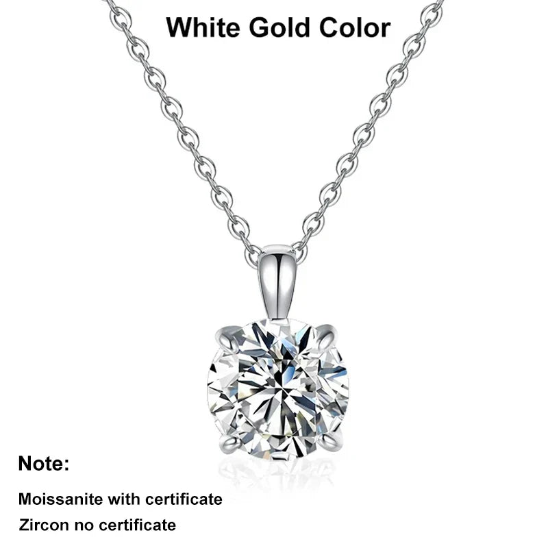 NeeTim 2ct 3ct Moissanite Necklace for Women Sterling Silver 925 with Yellow Rose White Gold Plated Lab Diamond Pendant Necklace Vera Lux