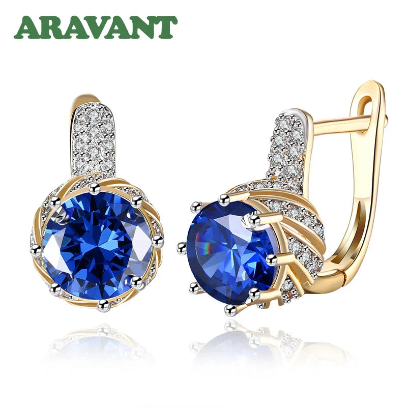 Aravant 925 Silver 18K Gold Drop Earrings For Women Fashion Party Jewelry Gifts Vera Lux