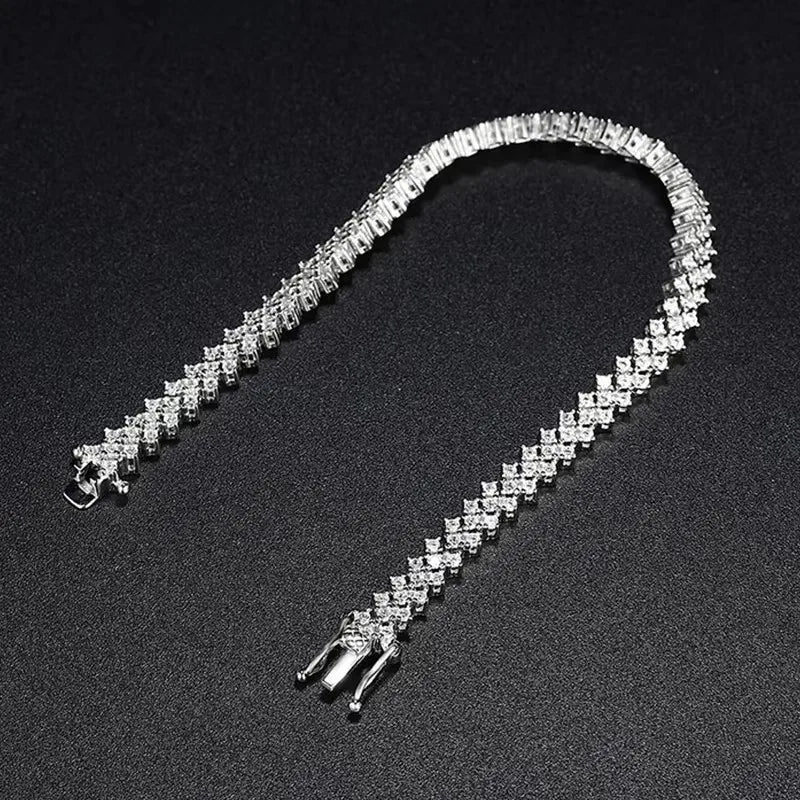 NeeTim Moissanite Tennis Bracelet 925 Sterling Silver Lab Diamond Bracelets with White Gold Plated  Fine Jewelry For Women Vera Lux