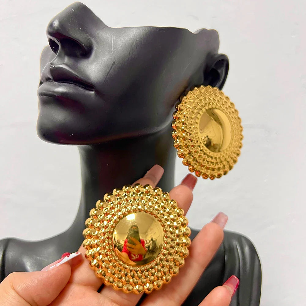 Gold Plated Earrings Jewelry for Women Weddings Design Circle Clip Earrings for Dubai Engagement Bride Luxury Hoop Earrings Vera Lux