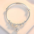 Fine Silver Color Hollow Bells Ball Bangles Adjustable Bracelets for Women Fashion Holiday Gifts Party Wedding Jewelry Vera Lux