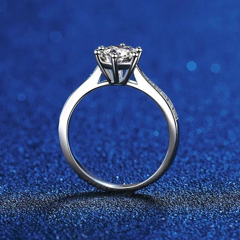 NeeTim Real 3 Carat Moissanite Wedding Ring for Women 925 Sterling Silver Round Brilliant Lab Diamond Engagement Rings Gift Vera Lux