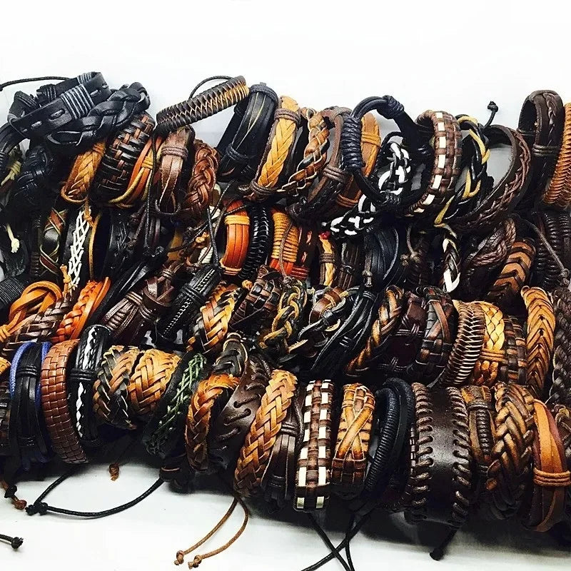 5Pcs/Lot Vintage Leather Charm Bracelets For Women Mix Styles Adjustable Bracelet Men Fashion Party Jewelry Accessories Vera Lux
