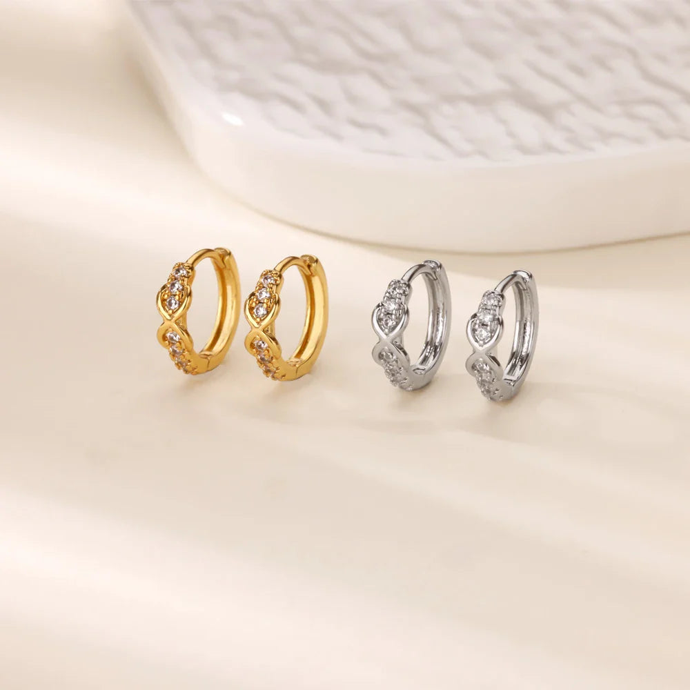 Cute Geometric Hoop Earrings for Women Stainless Steel Gold Color Cross Infinity Earrings 2025 Trend Piercing Wedding Jewelry Vera Lux