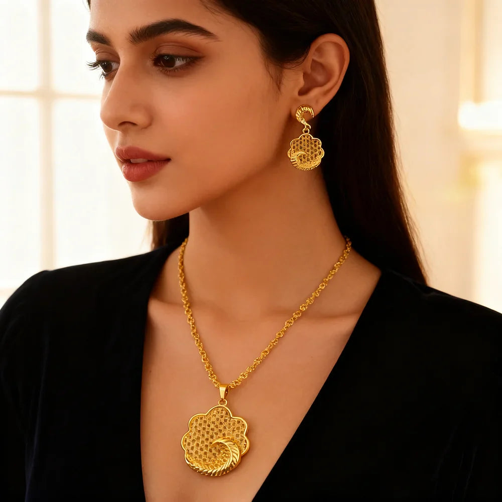 fashion gold jewelry set stainless steel earrings necklaces for women simple Personality gift wedding party Accessories Vera Lux