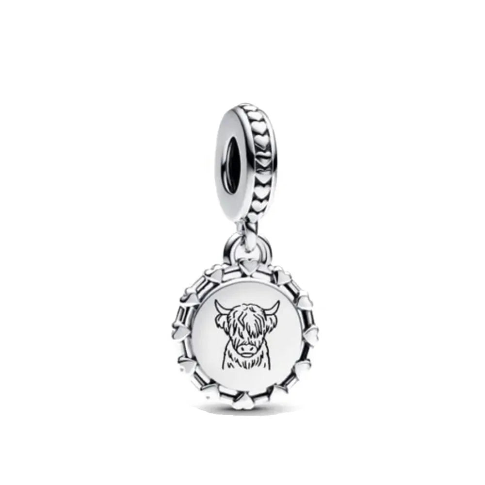 2026 New S925 Silver Hollow Elephant Monkey Car Pendant Fit Original Bracelet DIY Accessories Women's Charm Jewelry Gifts Vera Lux