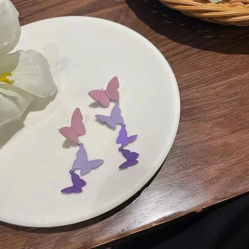 Purple Mini 3D Butterfly Stud Earrings Women's Romantic Wedding Valentine's Day Jewelry Gift Cute Style Vera Lux