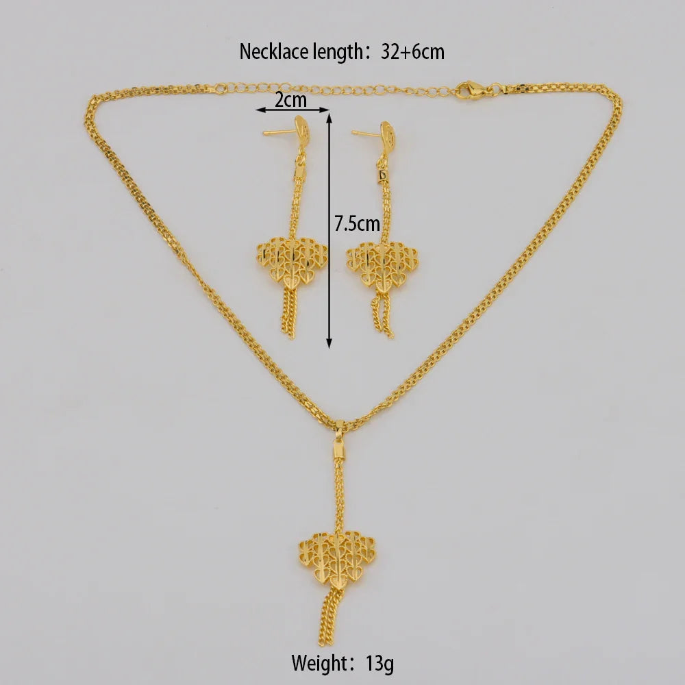 Gold-Plated Necklace Earrings Jewelry Set For Woman Fashion Charms Party Bridal Weddings Engagement Jewellery Gift Vera Lux