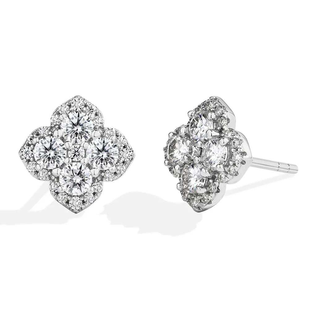 MINTYBOX S925 Silver D/VVS1 Moissanite Stud Earrings for Women Clover Lab Diamond Earring 1.054ctw Luxury Wedding Fine Jewelry Vera Lux