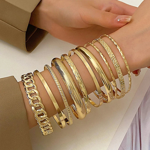 10 Pcs Punk Trendy Multilayer Bracelets Set for Women Elegant Delicate Twist Sparkling Adjustable Bangles Jewelry Couples Gifts Vera Lux