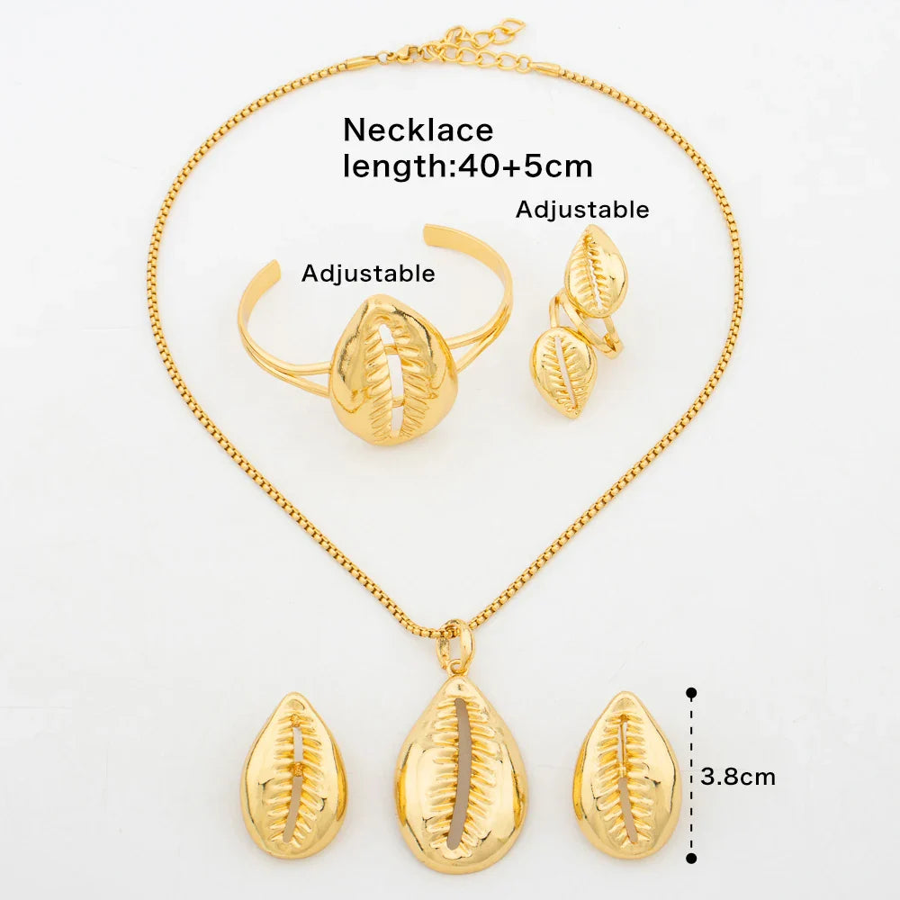 Fashion Women Jewelry Set for Women African Pendant Necklace and Earrings with Bangle Ring 4Pcs Set for Engagement Party Gifts Vera Lux