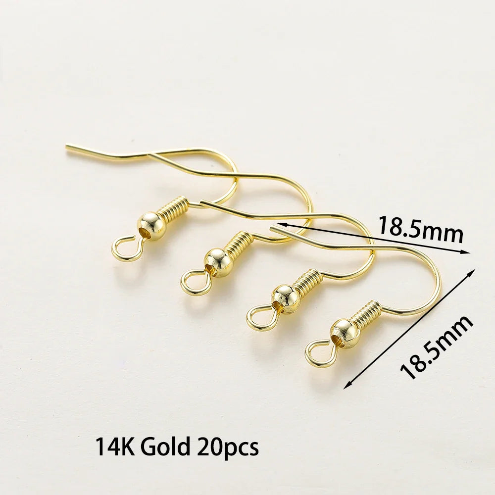 20pcs/lot 6 Styles 14K 18K Gold Plated Earring Wires With Ear Hook Earrings Clasp Findings Supplies For  DIY Jewelry Making Vera Lux