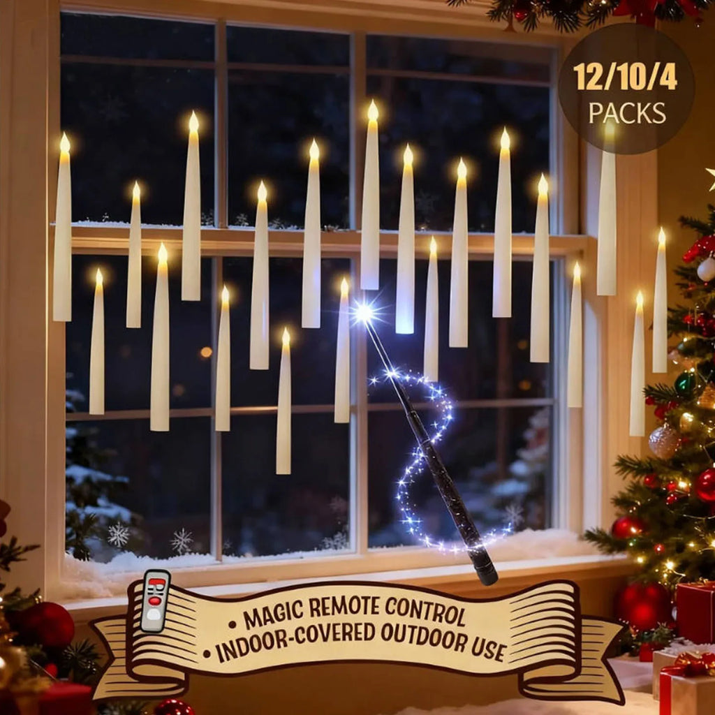 Floating Candles with Wand 12 PCs Magic Hanging Candles Flickering Warm Light Flameless Floating LED Candle Halloween Decoration Vera Lux