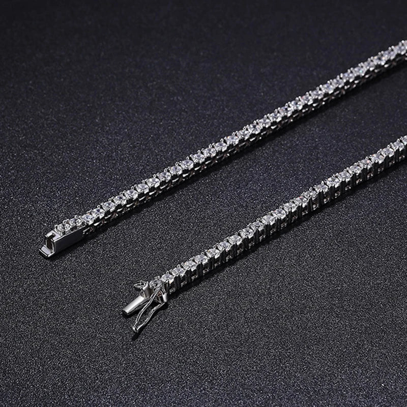 NeeTim 3/4/5mm Moissanite Tennis Necklace for Women Man S925 Silver with 18k Gold Plated Neck Chains Trendy Hiphop Party Jewelry Vera Lux