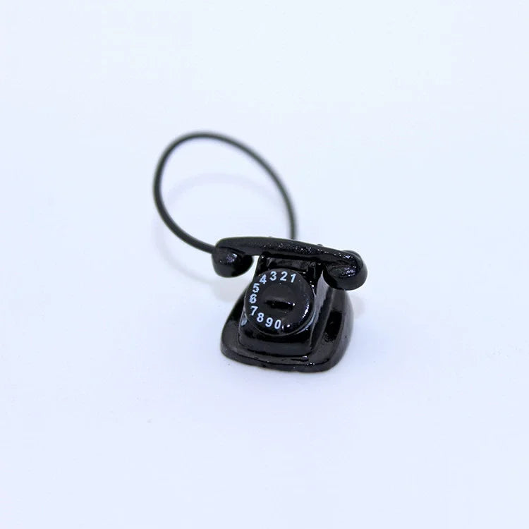 1:12 Home Decor Figurines Alloy Vintage Rotary Telephone Mini Retro Phone Model Miniature Phone Dollhouse Baby House Accessories Perfecsy