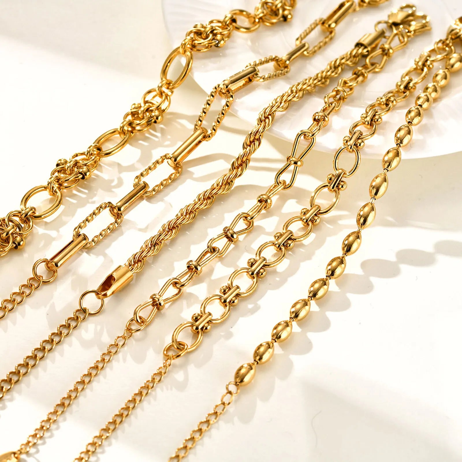 Chunky Stainless Steel Link Chain Bracelet For Woman, Gold Plated Layering Bracelets Wristband Waterproof Jewelry Vera Lux
