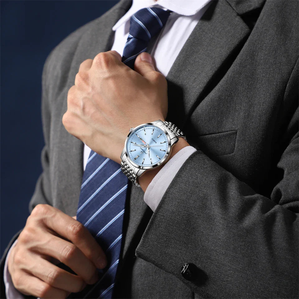 PENGAGAR Luxury Watch For Man Waterproof Luminous Date Week Stainless Steel Men Watch Casual Quartz Men's Watches Male Clock+box Vera Lux