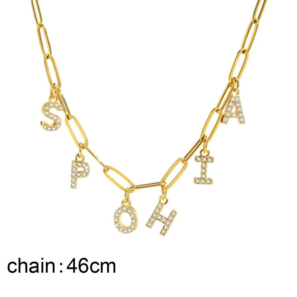 Personalized Initial Name Necklace Stainless Steel Women Alpahbet Letter Pendant ,Initial Collar Statement Charms Gift Vera Lux