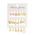 9 Pcs Cute Butterfly Heart Drop Earrings Set Fashion Gold Silver Color Girls Geometric Metal Acrylic Earrings 2024 Jewelry Gifts Vera Lux