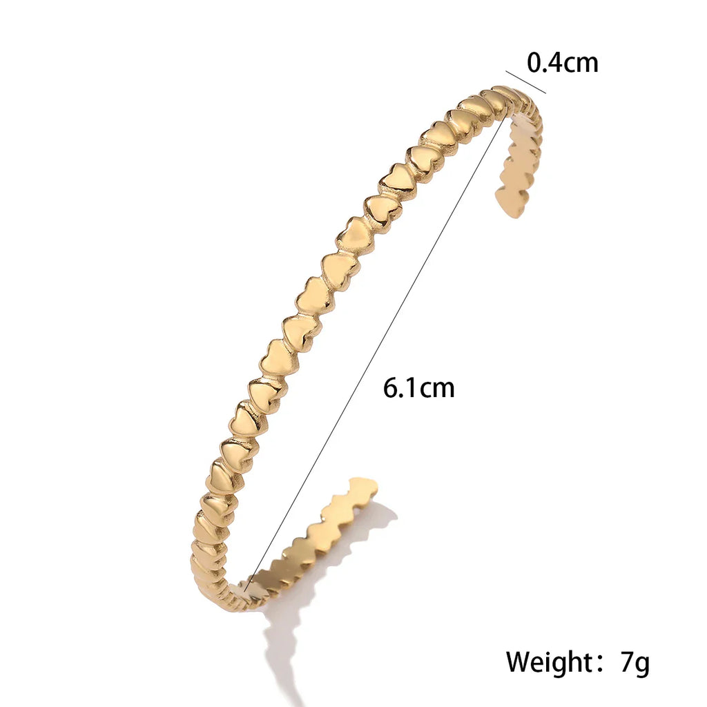 NEWBUY Hot Sale HigH Quality Gold/Silver Color Heart Bangles For Women Stainless Steel Party Jewelry Vera Lux