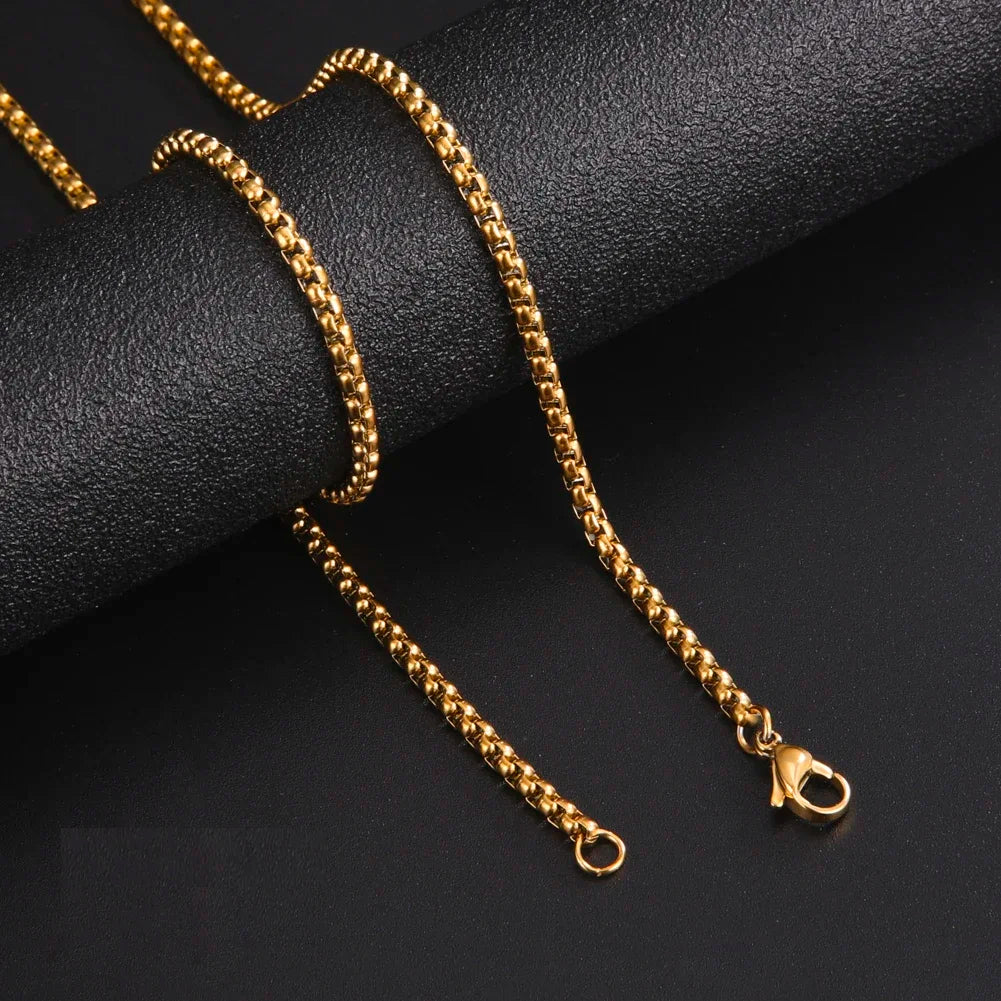 Skyrim Fashion Long Box Chain Necklace Stainless Steel Basic Punk 2-7mm Thick Chains Jewelry Gift for Men Women Wholesale Vera Lux