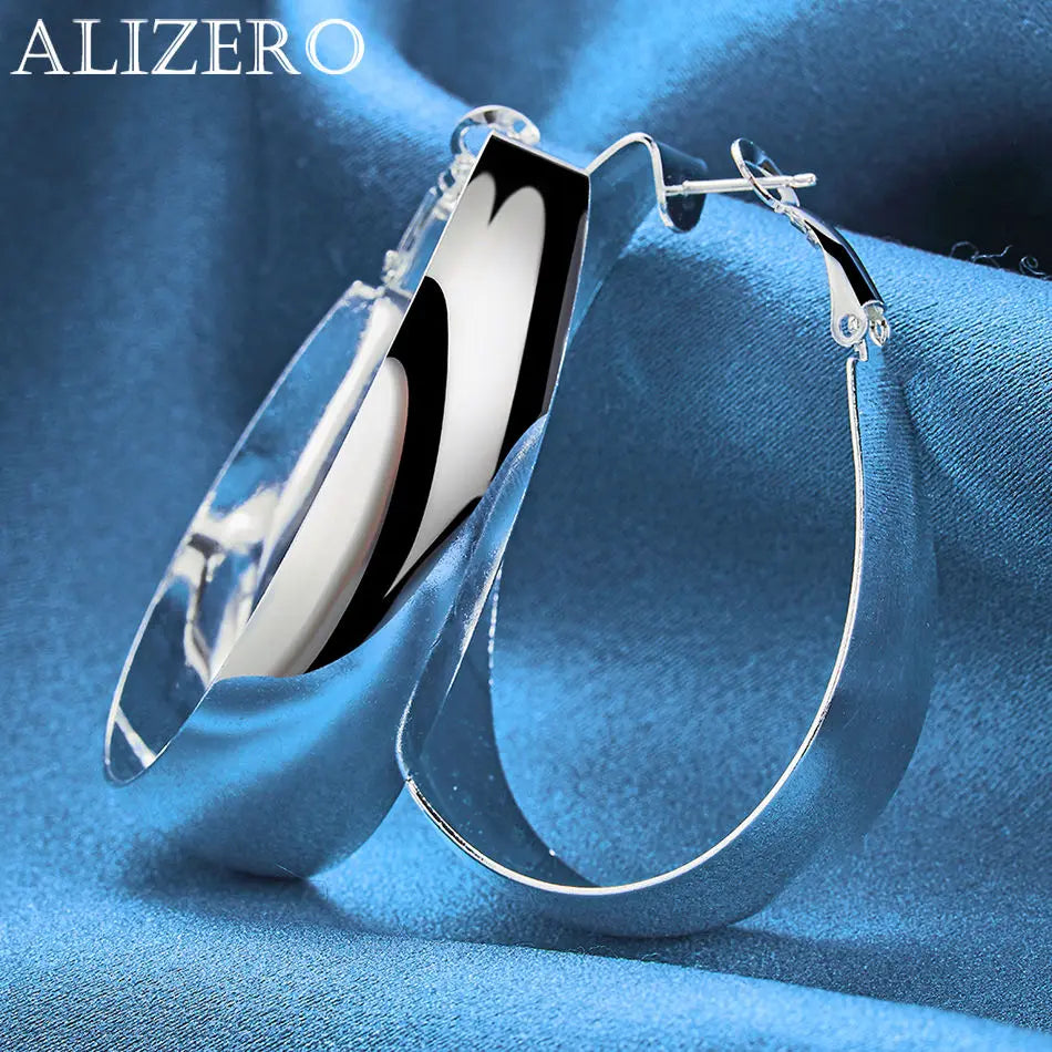 ALIZERO 925 Sterling Silver Earrings Simple Round Circle Hoop Earrings For Woman Fashion Wedding Engagement Charm Jewelry Gifts Vera Lux