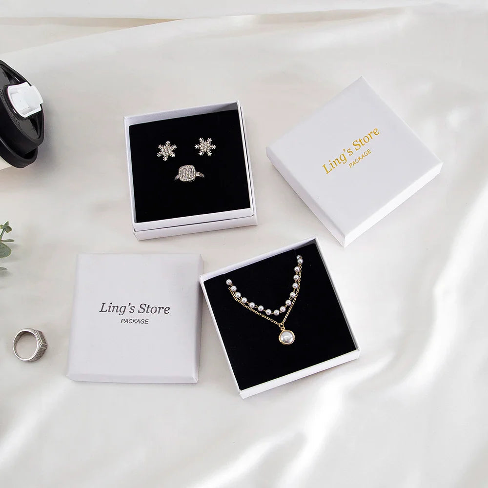 24Pcs Personalized Logo Jewelry Paper Gift Box Wedding Favors Ring Earring Necklace Pendant Bracelet Stud Bag Storage Packaging Vera Lux