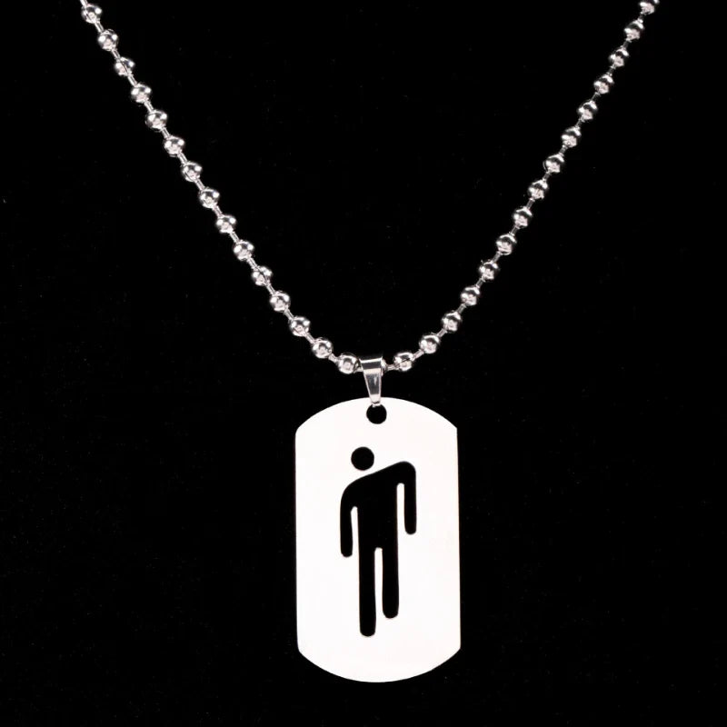 1pcs New Hollow-out Pendant Simple Stainless Steel Figurine Necklace Hip-hop Trend Military Pendant Sweater Chain Vera Lux