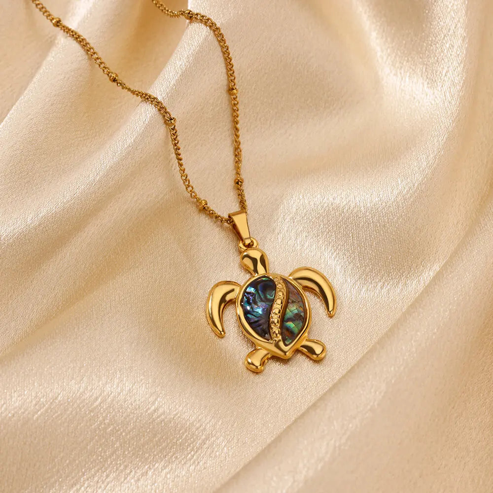 Summer Beach Turtle Necklace for Women Stainless Steel Chain Collar Pendant Necklaces Elegant Charm Jewelry Gift y2k Accessories Vera Lux