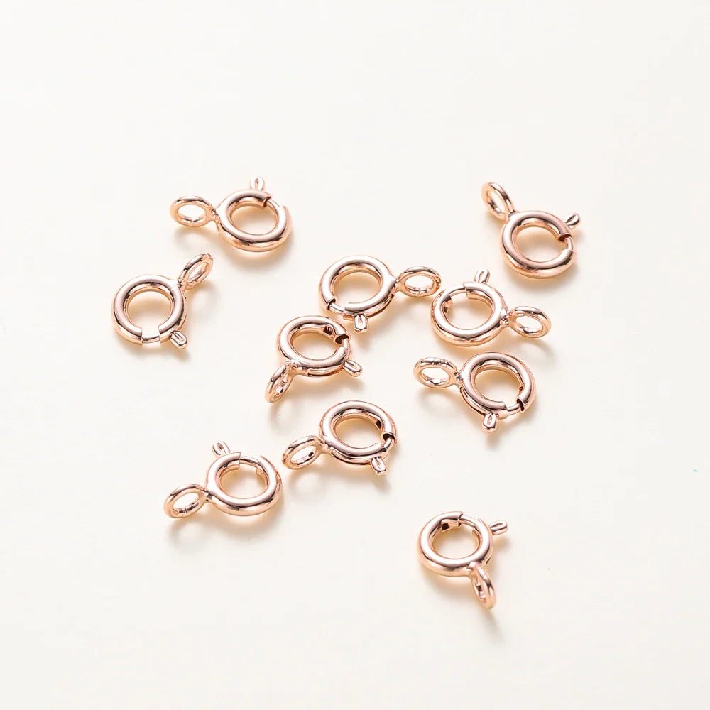 10pcs/ 14K 18K Gold Round Spring Clasp With Jump Ring Open Connect Clasp For DIY Jewelry Necklace Chain Making Accessories Vera Lux
